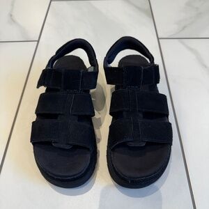 UGG Black Suede Women's Platform Sandals Size 7 NWOT